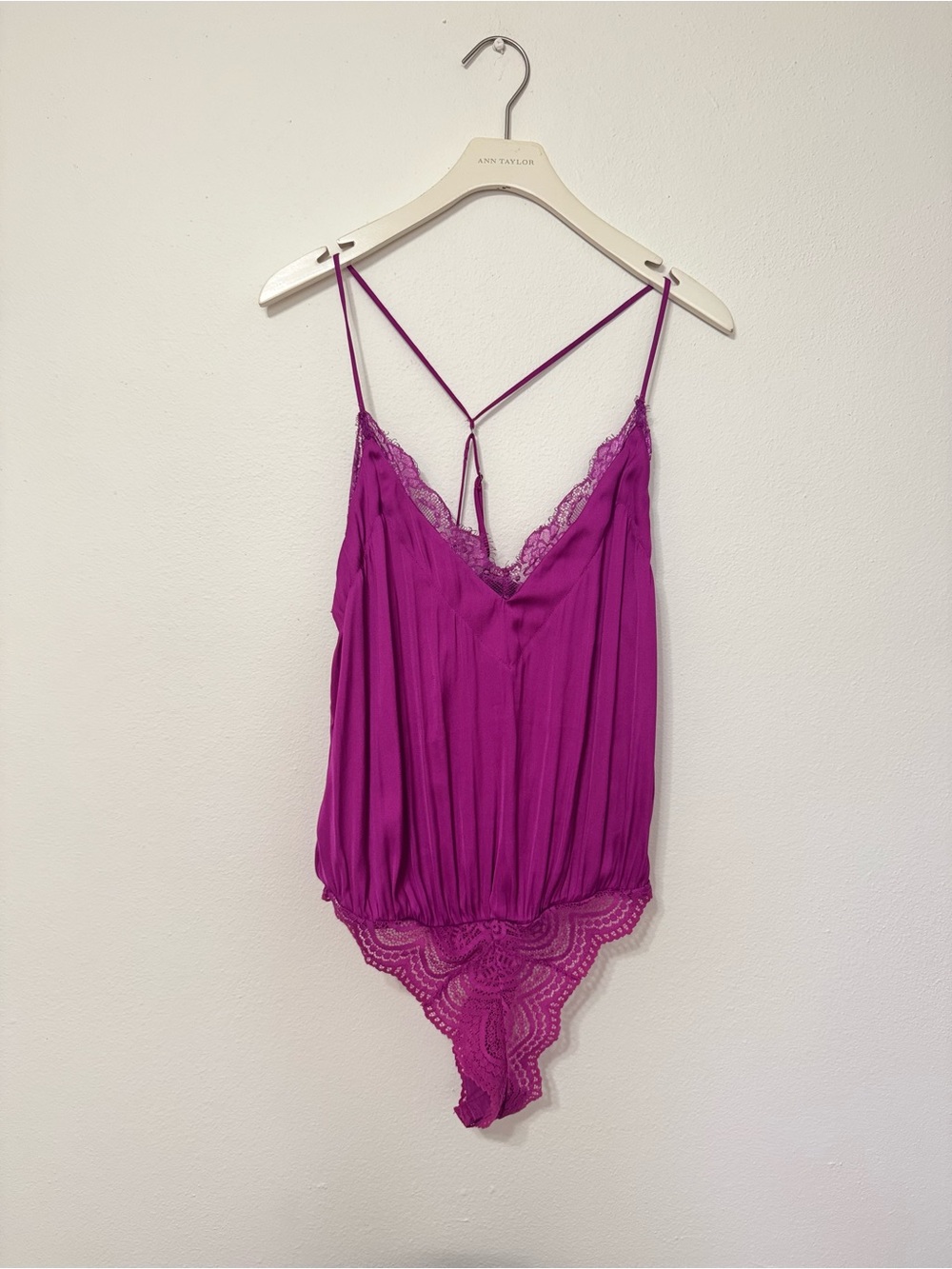 Free People Magenta Lace-Trim Bodysuit